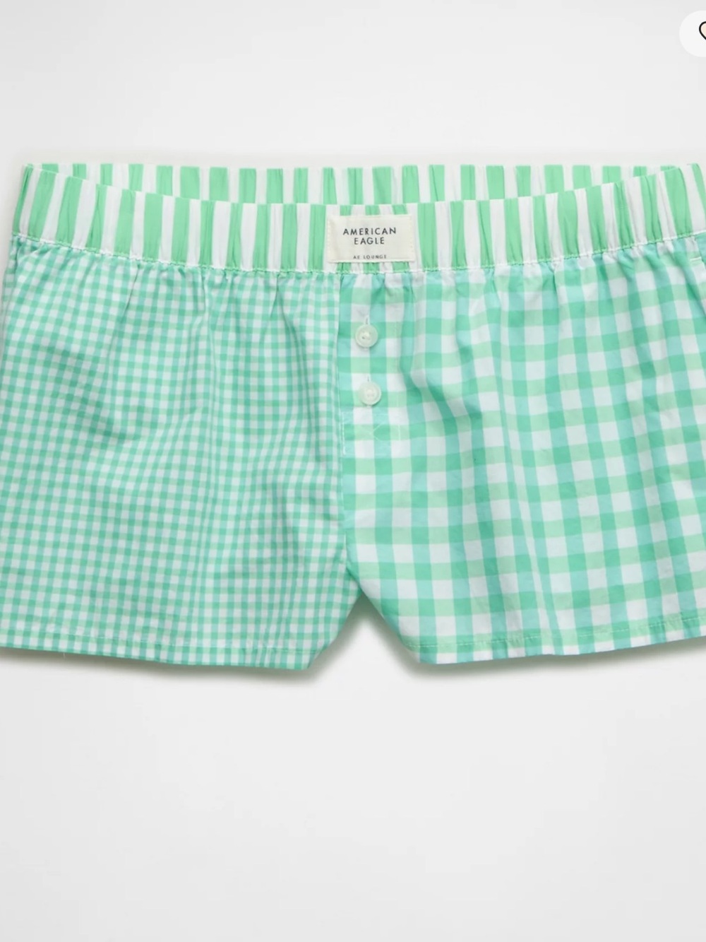 NWT American Eagle Outfitters XL Mint Green Gingham Women’s Micro Shorts Lounge